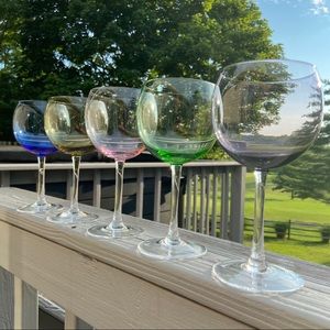 5-Balloon Shaped lead crystal wine glasses